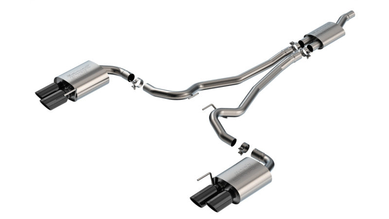 Borla 2024 Ford Mustang 2.3L Ecoboost S-Type Black Chrome Cat-Back Exhaust with Quad Tips - Non-Active