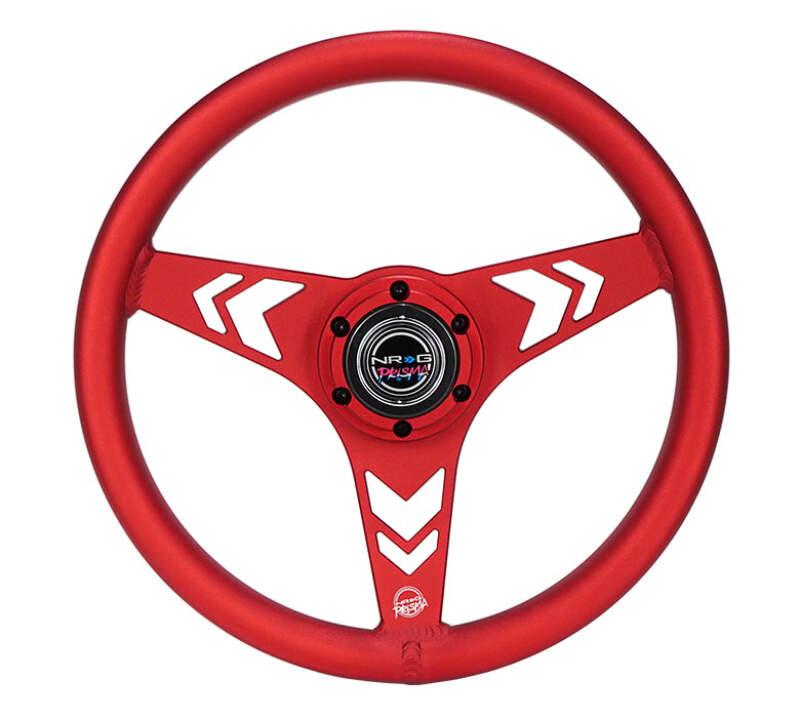 NRG Aluminum Steering Wheel 330mm - Arow Cutout - Ergonomic Grip - Anadized Red (RST-070-RD)