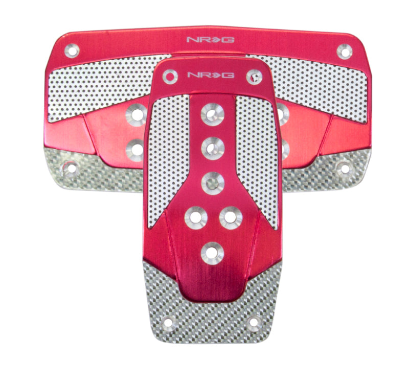 NRG Aluminum Sport Pedal A/T - Red w/ Silver Carbon