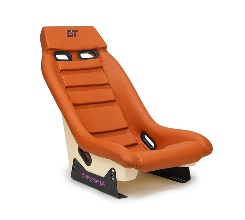 NRG GT Retro Bucket Seat - Brown PVC Leather Brown Stitching Off-White Fiberglass Back (PRI-100BR-STARDUST) - photo 2