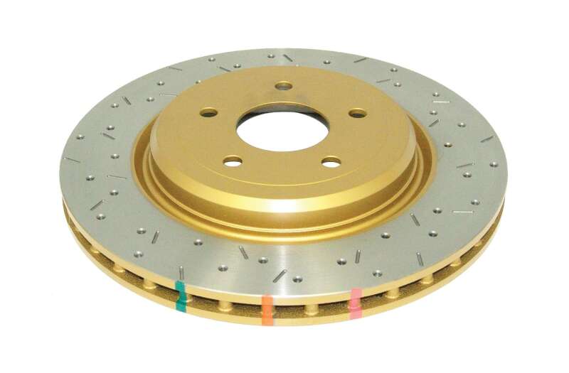 DBA Chevrolet Corvette (C5/C6) 4000 Series XS Drilled & Slotted Rear Brake Rotor, Gold Hat (DBA42993XS)