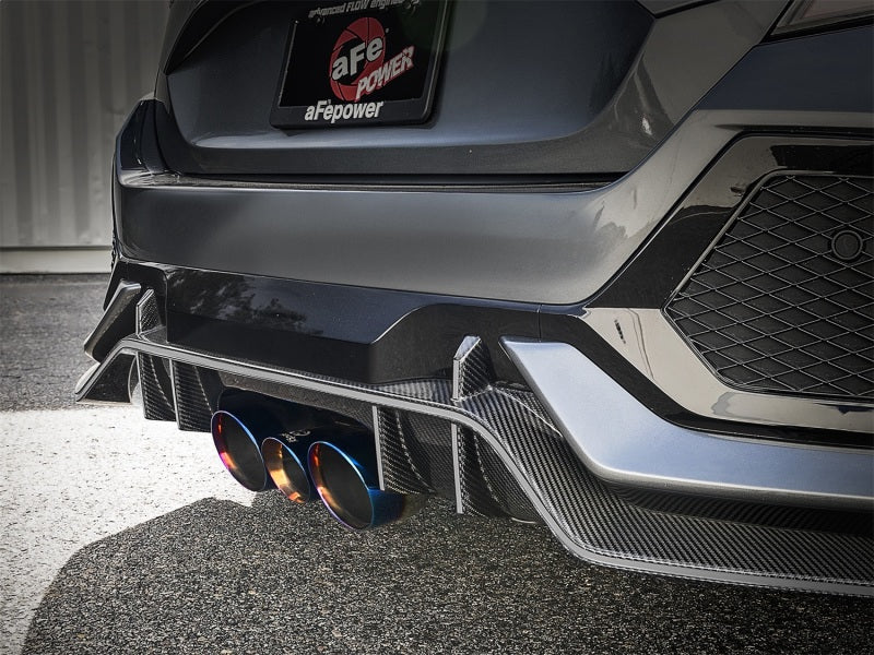 aFe Takeda 3in 304 Stainless Steel Cat-Back Exhaust with Blue Flame Tips 2017+ Honda Civic Type R I4 2.0L