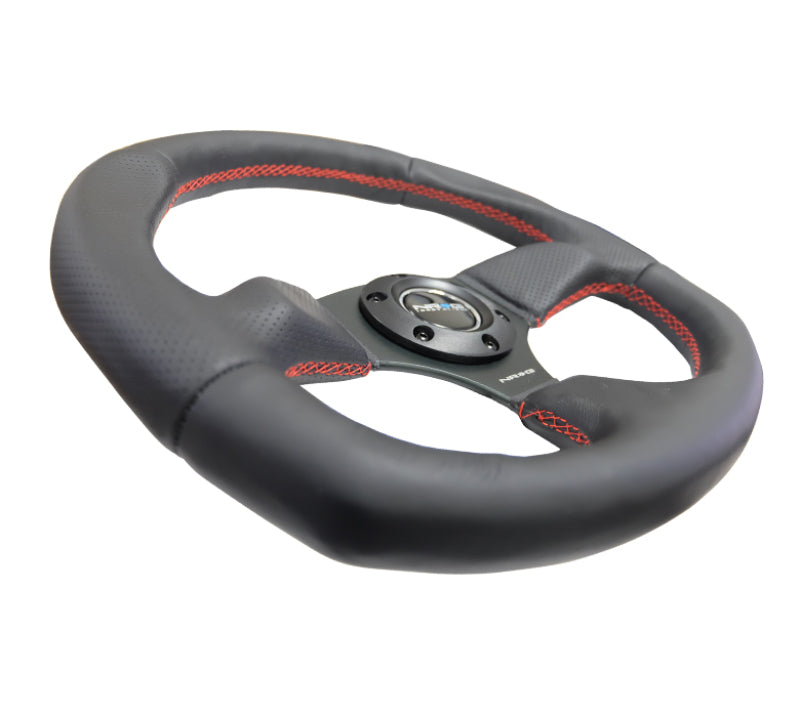 NRG Reinforced Steering Wheel (320mm Horizontal / 330mm Vertical) Leather w/ Red Stitching (RST-009R-RS) - photo 4