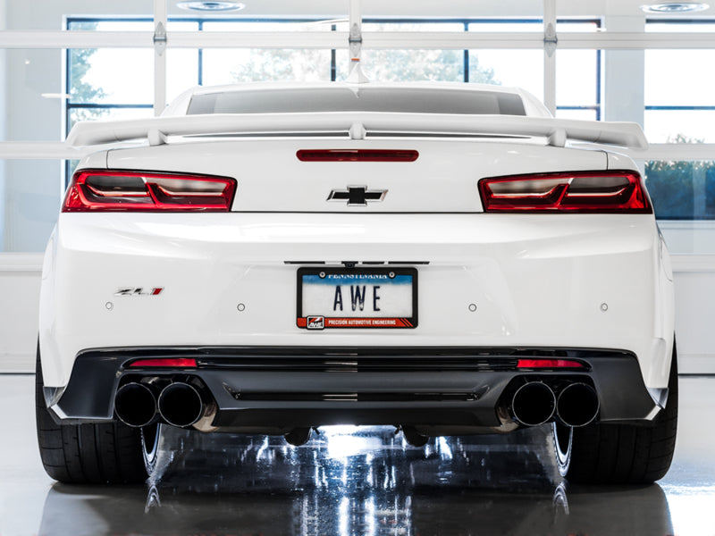AWE Tuning 2016-2019 Chevrolet Camaro SS Resonated Cat-Back Exhaust - Track Edition (Quad Diamond Black Tips) - photo 3