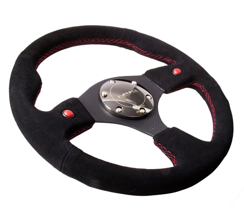 NRG Reinforced Steering Wheel (320mm) Black Suede w/ Dual Buttons (RST-007S) - photo 2