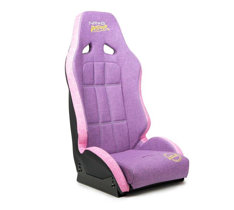 NRG Defender Water Resistant Steel Frame Susp. Seat - Purple w/ Pink Trim/Defender Logo/Side Bracket (DF-100PP-S)
