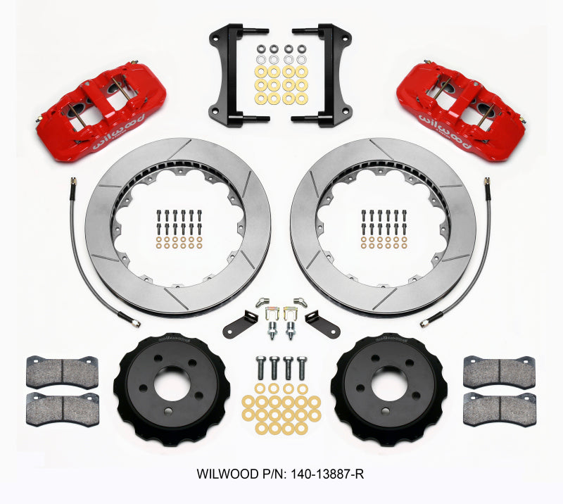 Wilwood 2015-2023 Ford Mustang Aero6 Front Big Brake Kit (15in) - Red / Slotted