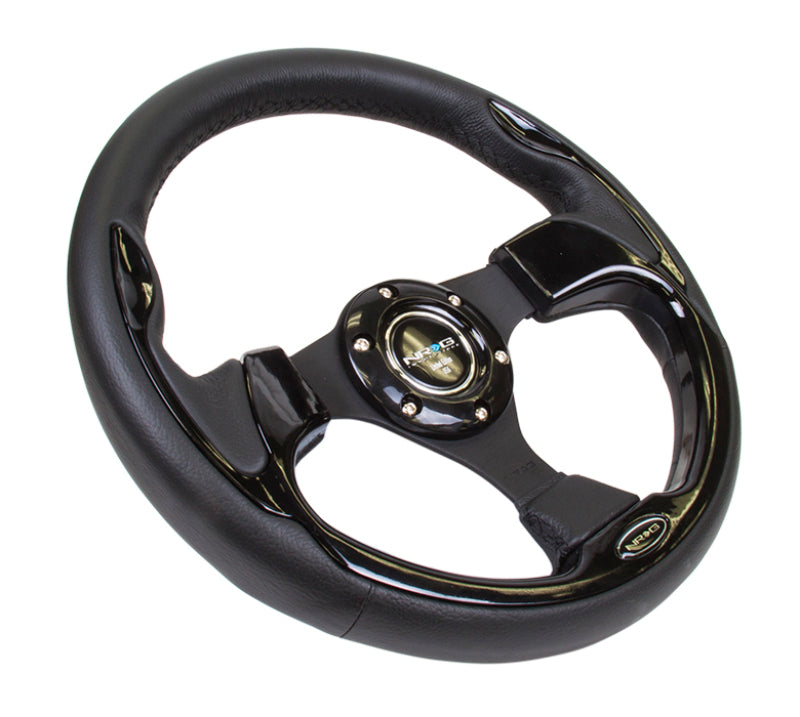 NRG Reinforced Steering Wheel (320mm) Black w/ Gloss Black Trim (RST-001BK) - photo 2