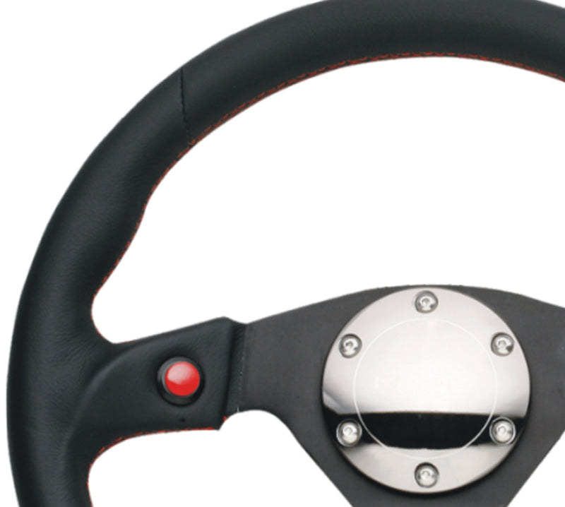 NRG Reinforced Steering Wheel (320mm) Black Leather w/ Dual Buttons (RST-007R) - photo 4