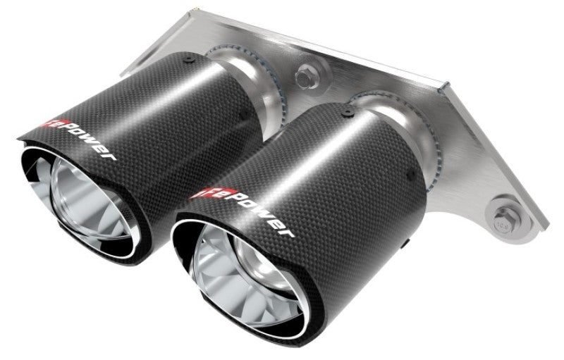 aFe Power MACH Force-Xp 4in 304 Stainless Steel Bolt-On Exhaust Tips Carbon Fiber 2014-2019 Porsche 911 GT3 3.8L/4.0L