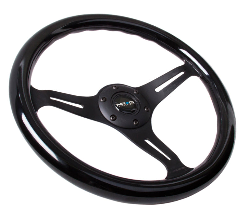 NRG Classic Wood Grain Steering Wheel (350mm) Black Paint Grip w/ Black 3-Spoke Center (ST-015BK-BK) - photo 2