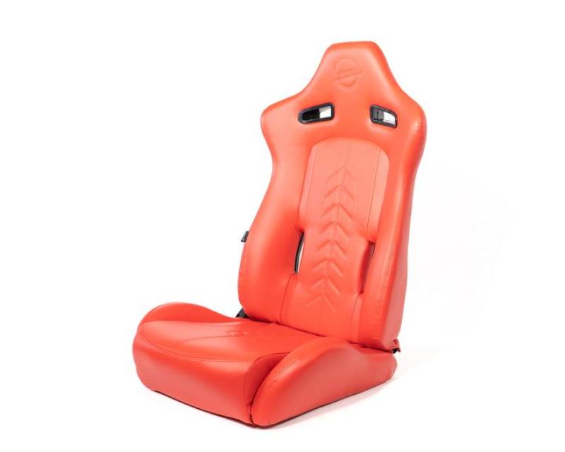 NRG Reclinable Sport Seats (Pair) The Arrow Red Vinyl w/ Pressed NRG Logo w/ Red Stitch (RSC-810RD L/R) - photo 3