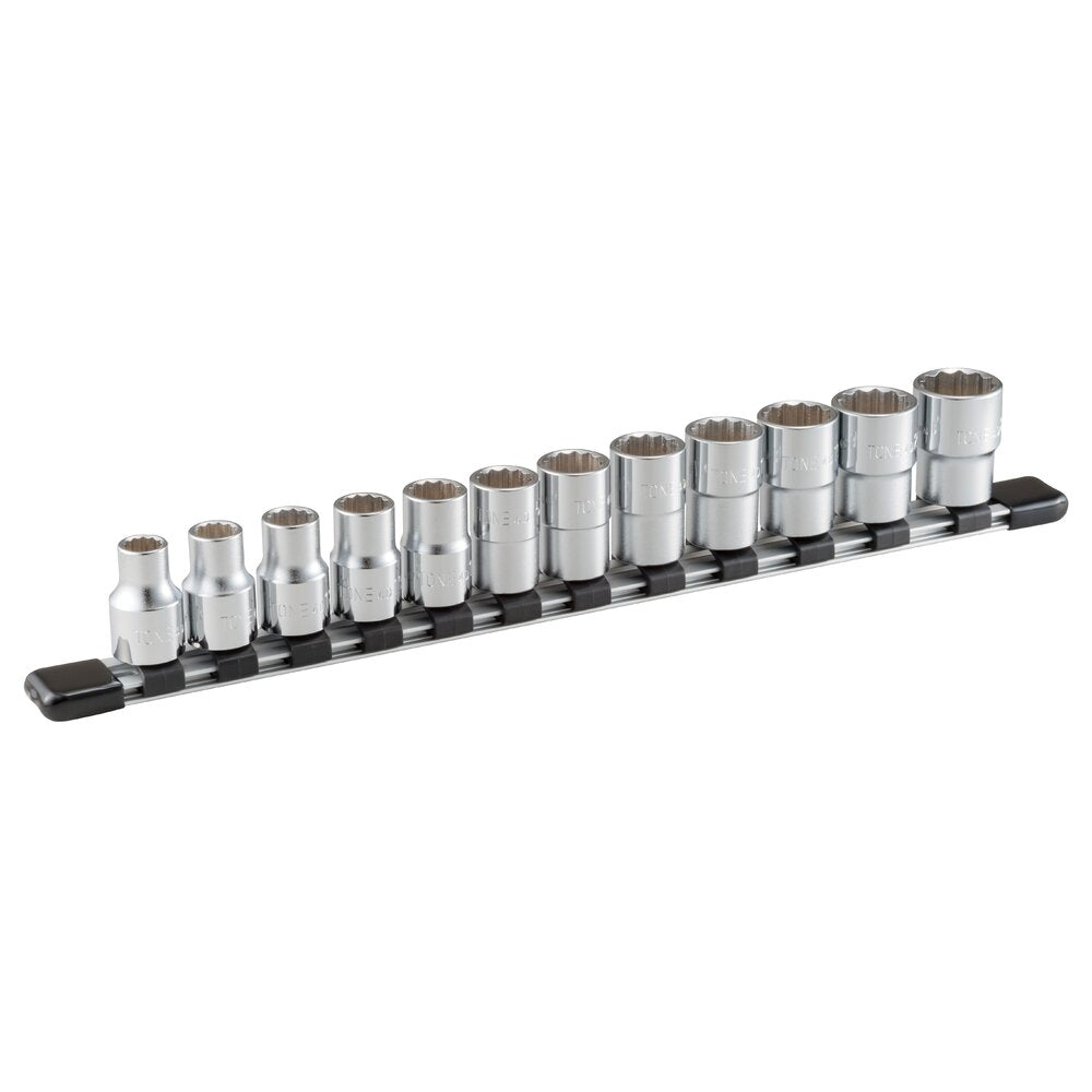 TONE Socket Set (12-Point, 1/2" Drive), with Socket Holder HD412