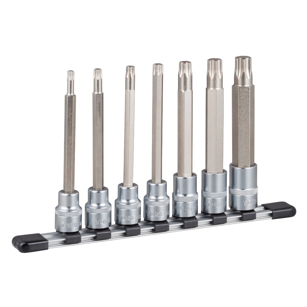 TONE 1/2" Drive Long Torx Socket Set (Heavy Duty, with Socket Holder) HTX407L
