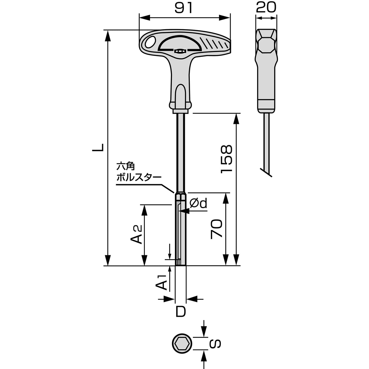 TONE T-Type Grip Nut Driver (Deep Type) BTGW-L Series