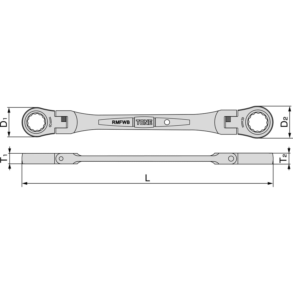 TONE Ratchet Ring Wrench, Flex Head (Inch Sizes) RMFWB Series
