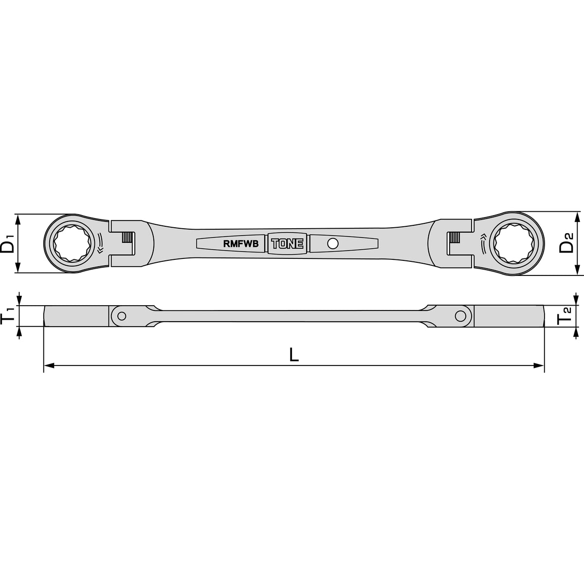 TONE Ratchet Ring Wrench, Flex Head (Inch Sizes) RMFWB Series