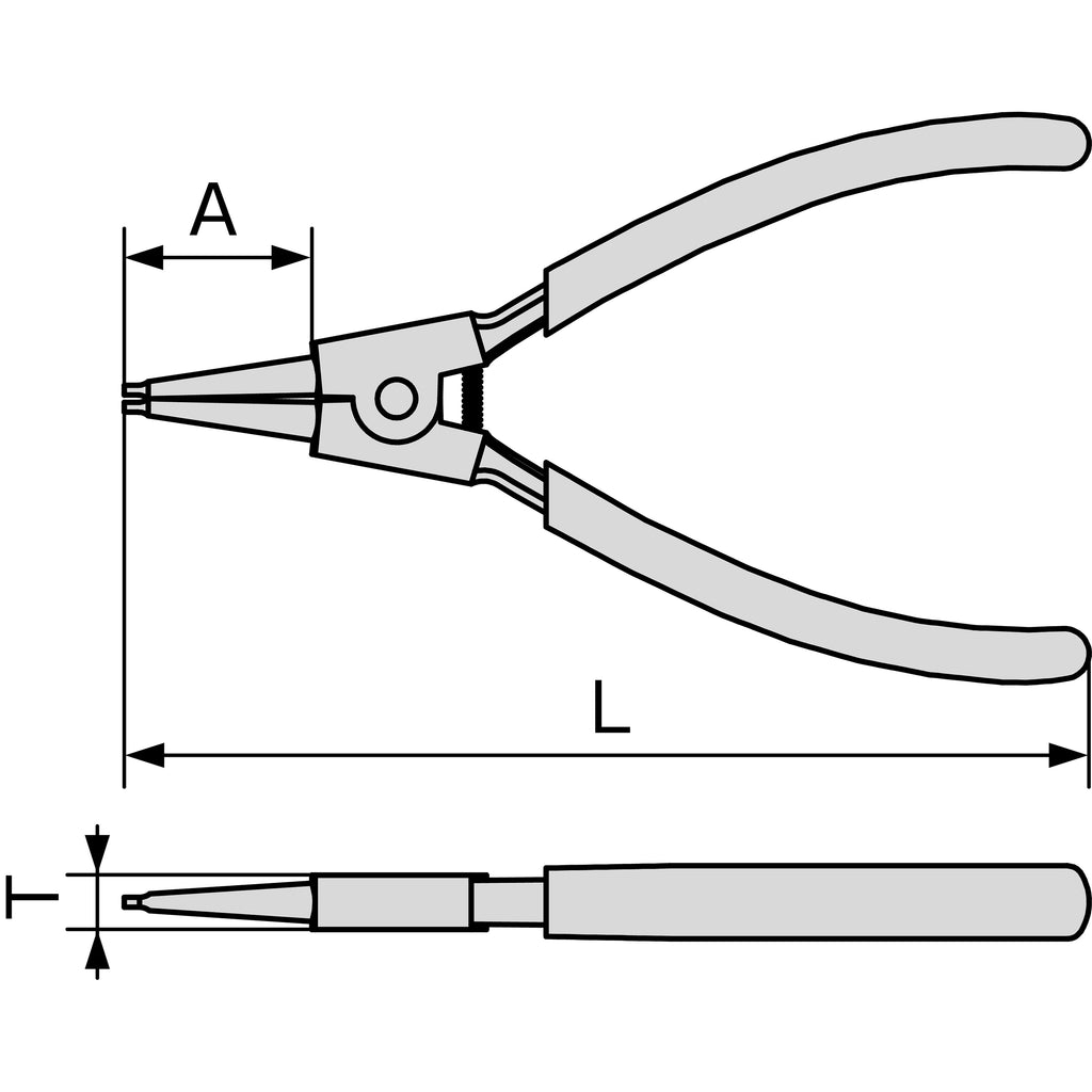 TONE Snap Ring Pliers, External, Straight Tip SRPS Series