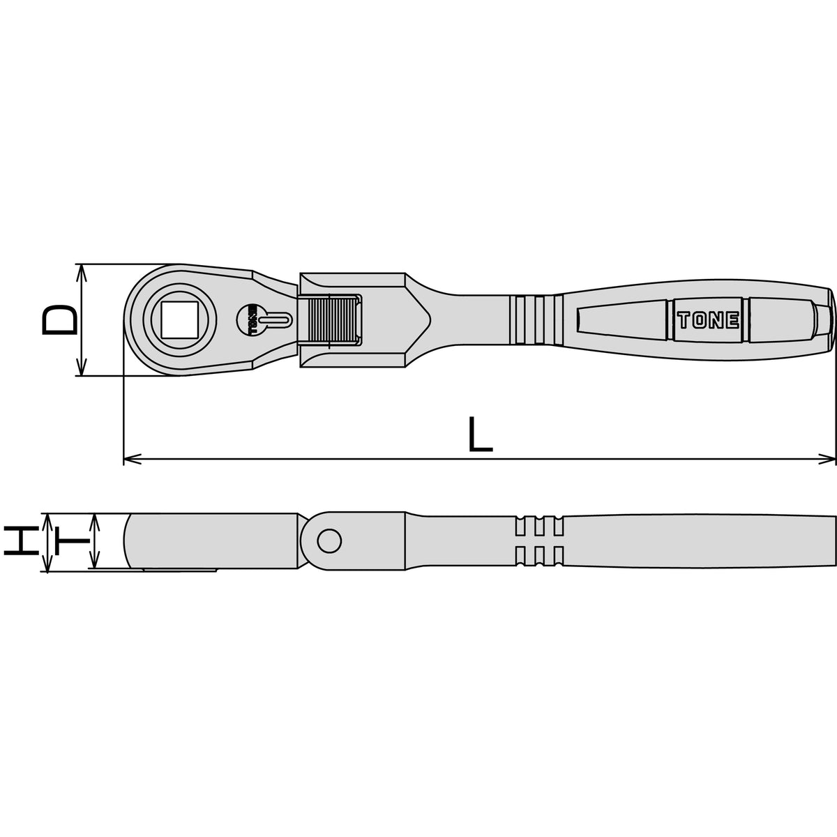 TONE 3/8" Drive Ratchet Handle, Flex Head RH3FB