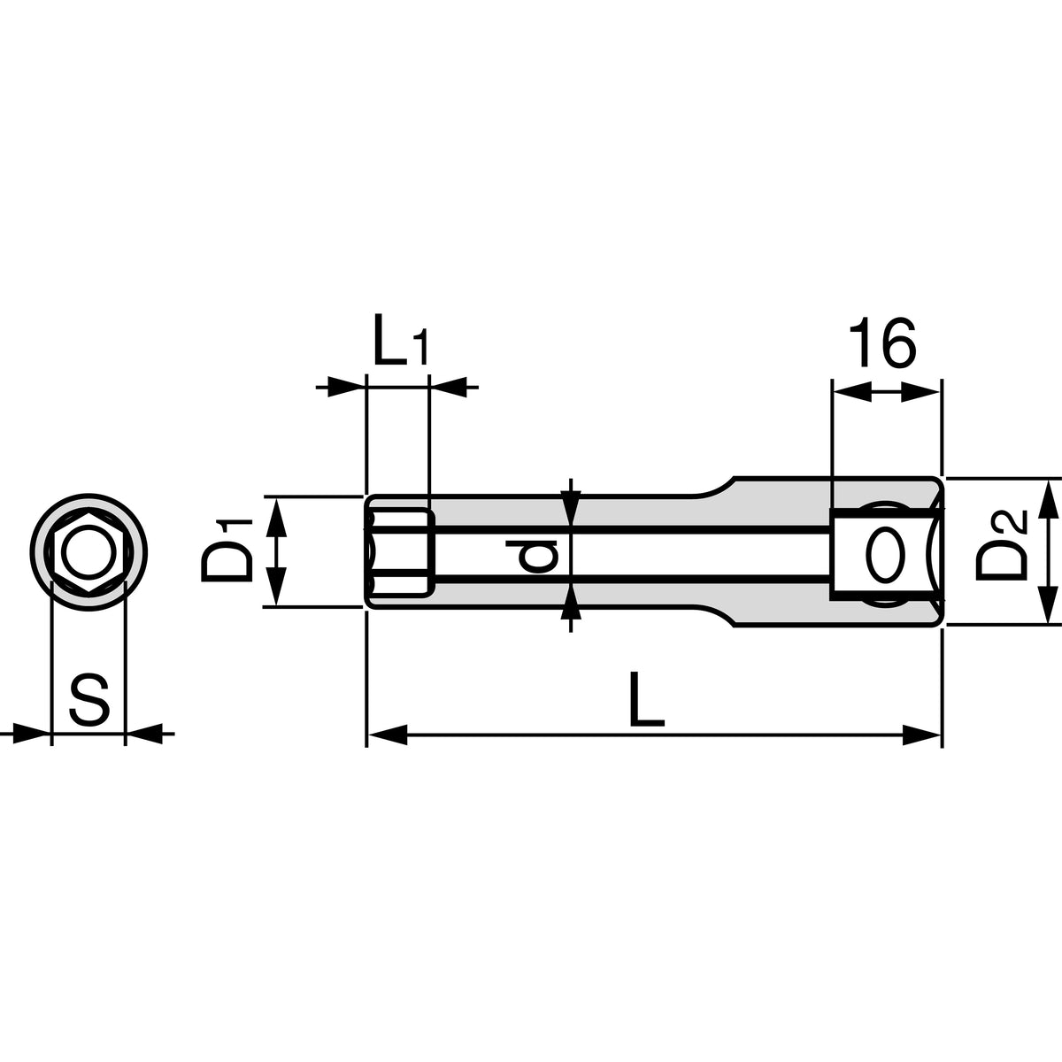 TONE Deep Socket (6-Point, 1/2" Drive) 4S-L Series