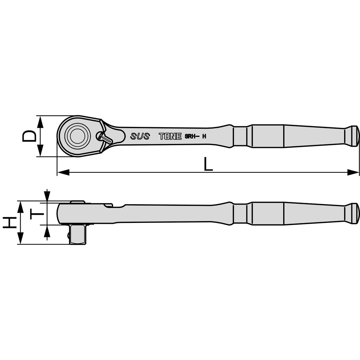 TONE 3/8" Drive Stainless Steel Ratchet Handle (Socket Hold Type) SRH3H