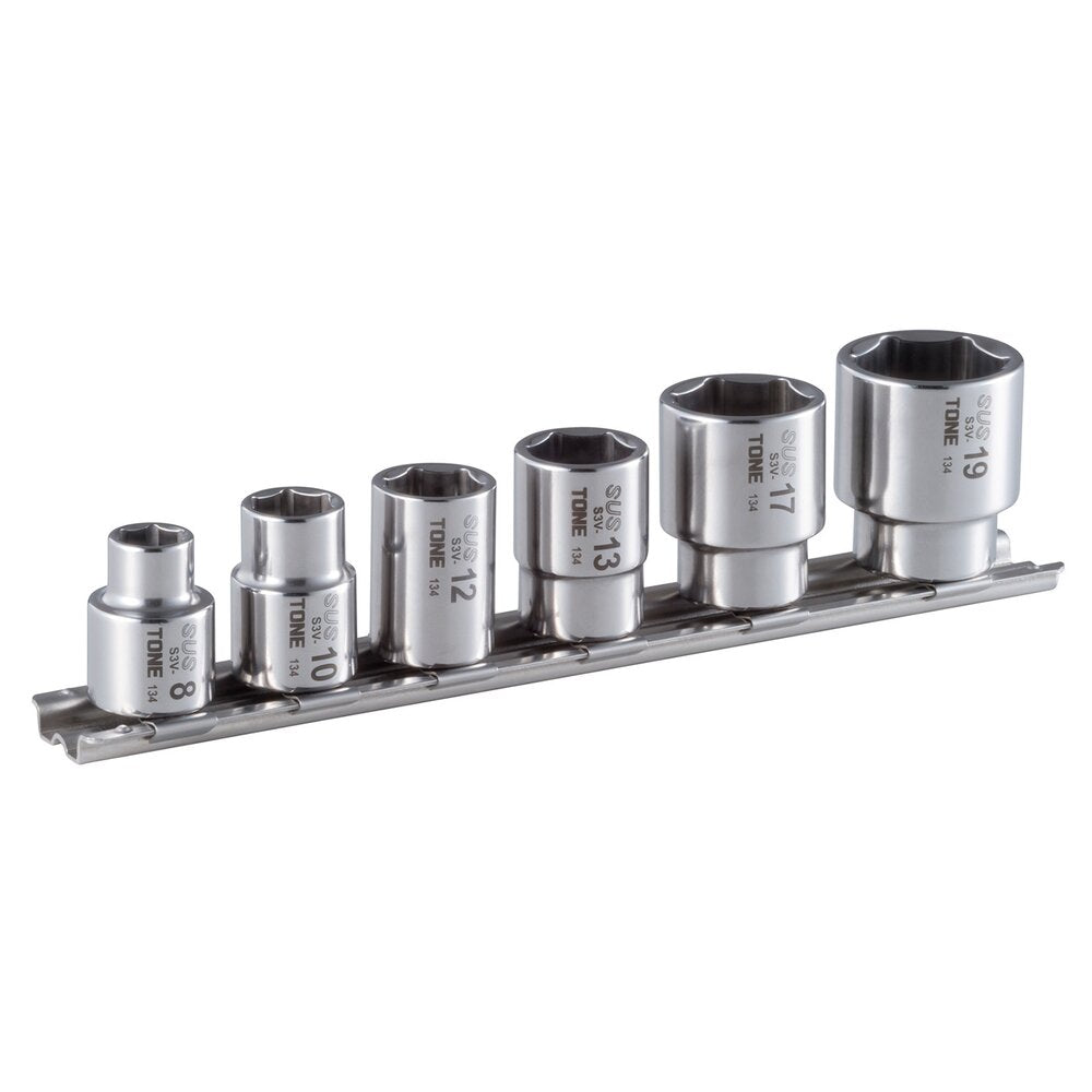 TONE 3/8" Drive Stainless Steel Socket Set (with Socket Holder) SHS3 Series