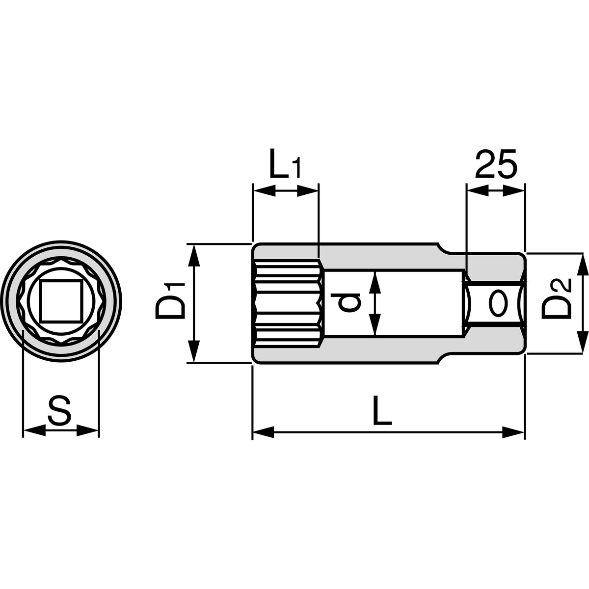 TONE Deep Socket (12-Point, 3/4" Drive) 6D-L Series