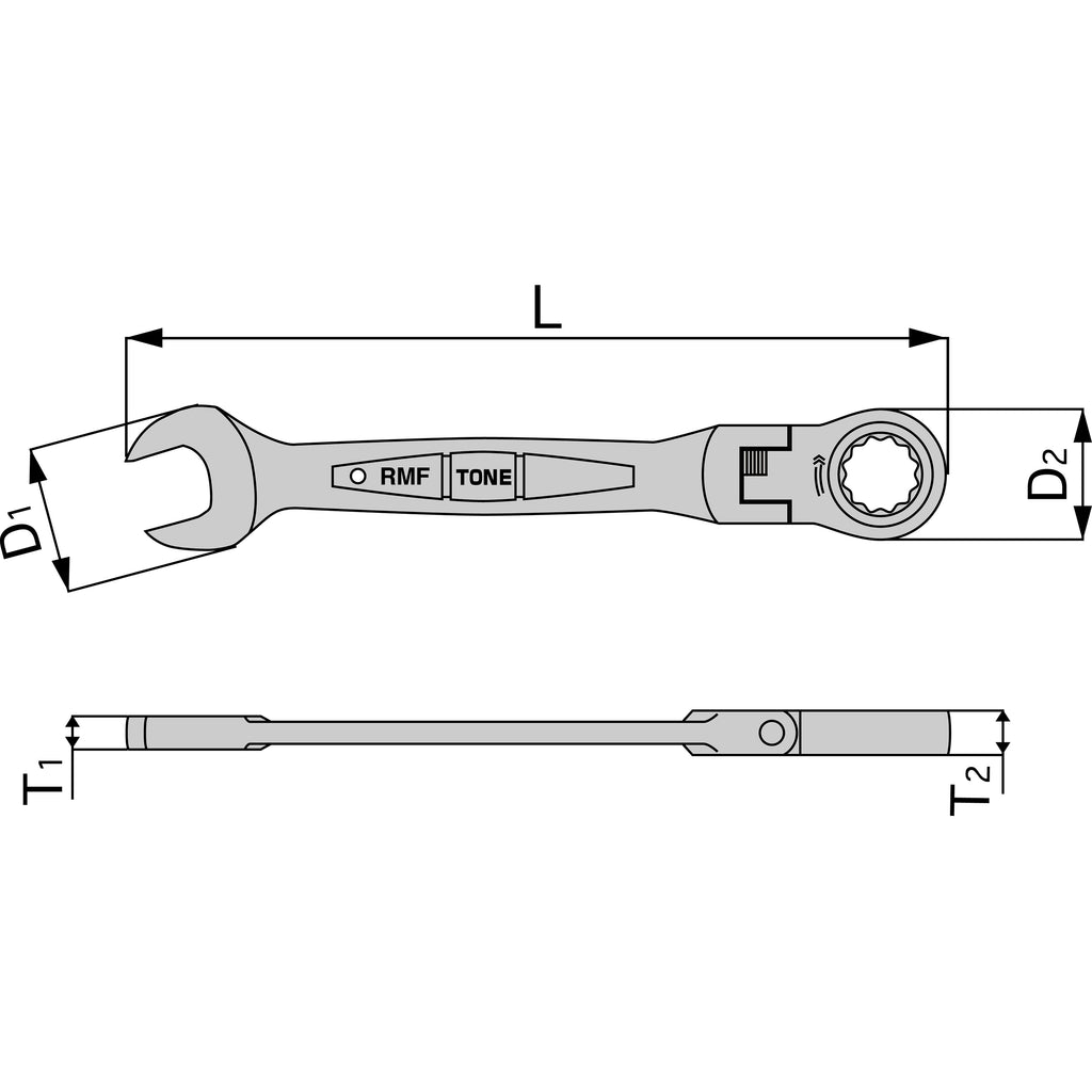 TONE Ratchet Ring Wrench, Flex Head RMF Series