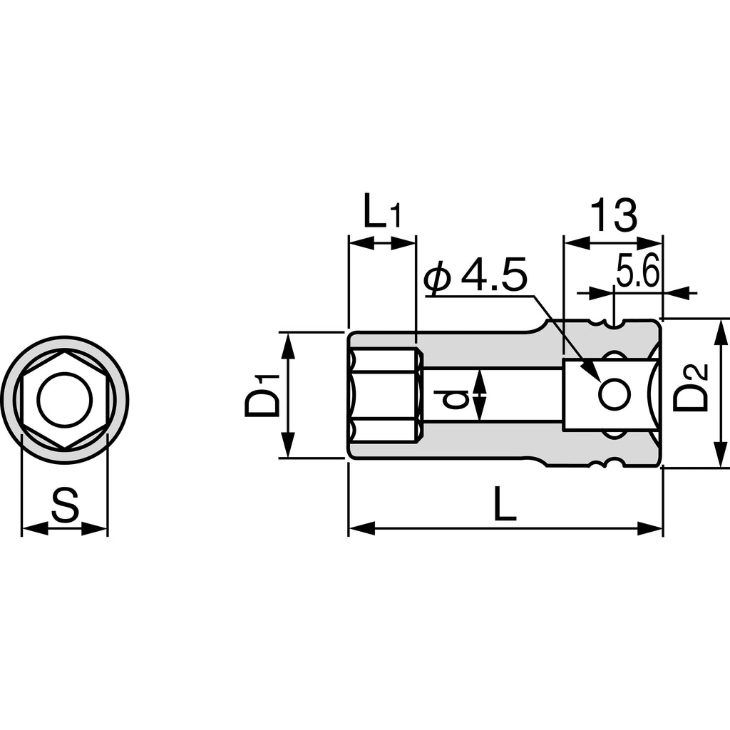 TONE Long Impact Socket (6-Point, 3/8" Drive) 3NV-L Series