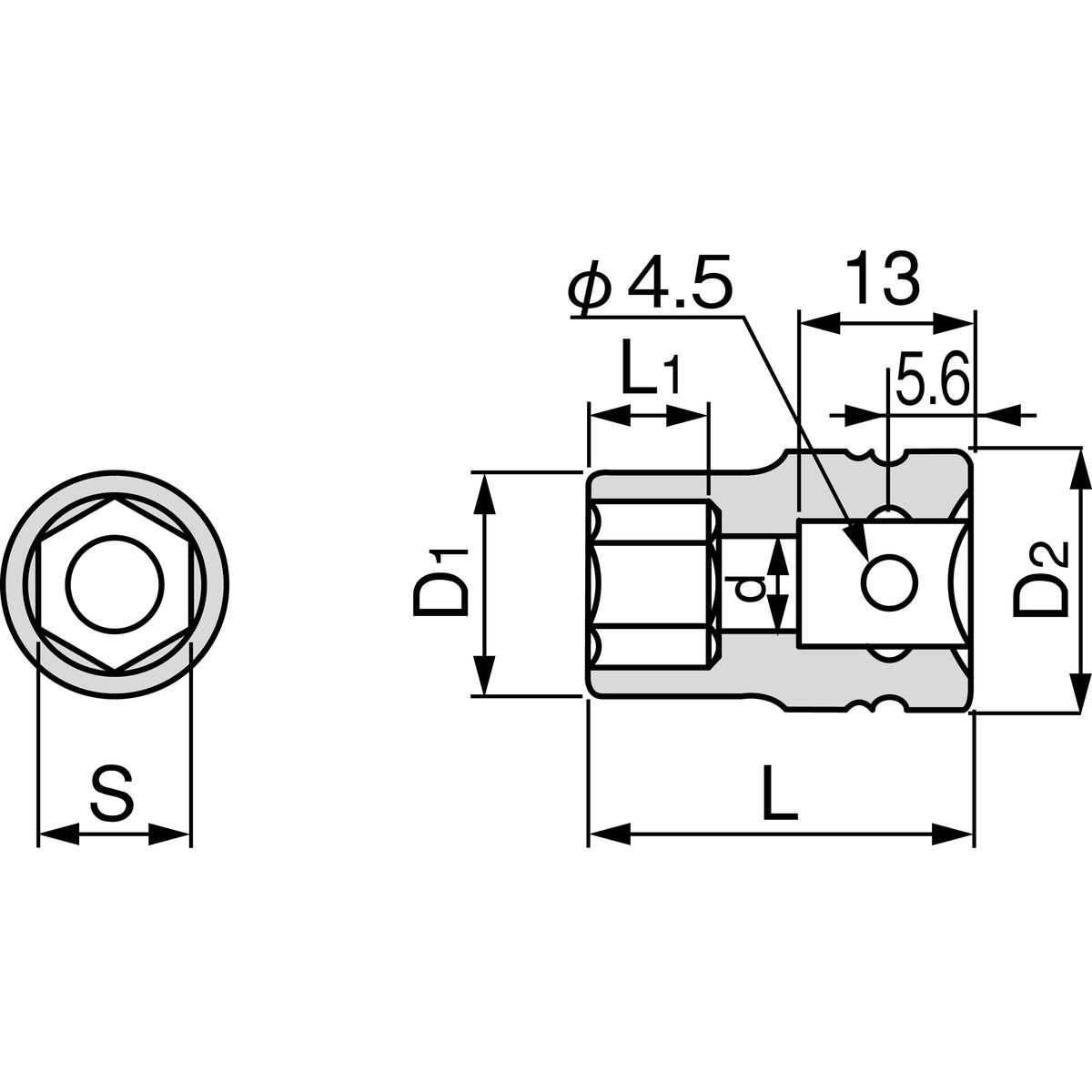 TONE Impact Socket (6-Point, 3/8" Drive) 3NV Series