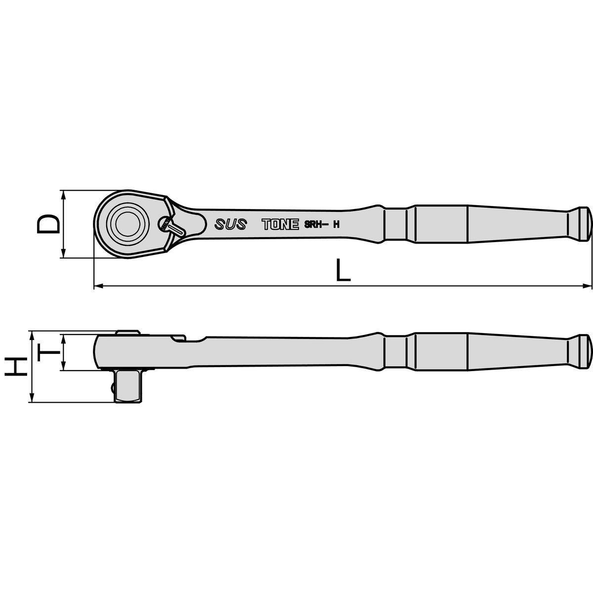 TONE 1/2" Drive Stainless Steel Ratchet Handle (Socket Hold Type) SRH4H