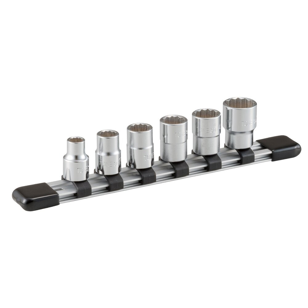 TONE Socket Set (12-Point, 3/8" Drive), with Socket Holder HD306