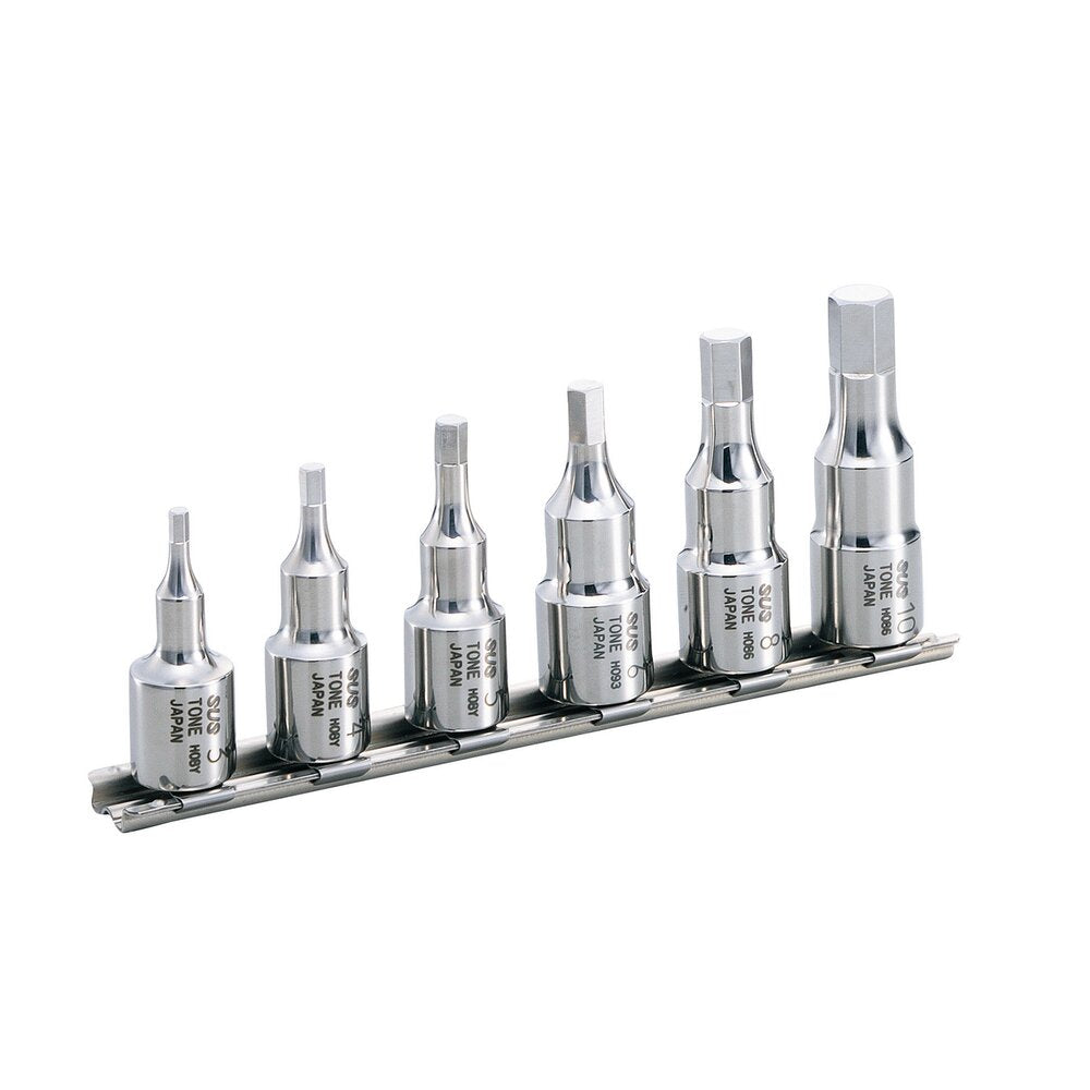 TONE 3/8" Drive Stainless Steel Hexagon Socket Set (with Socket Holder) SHH306