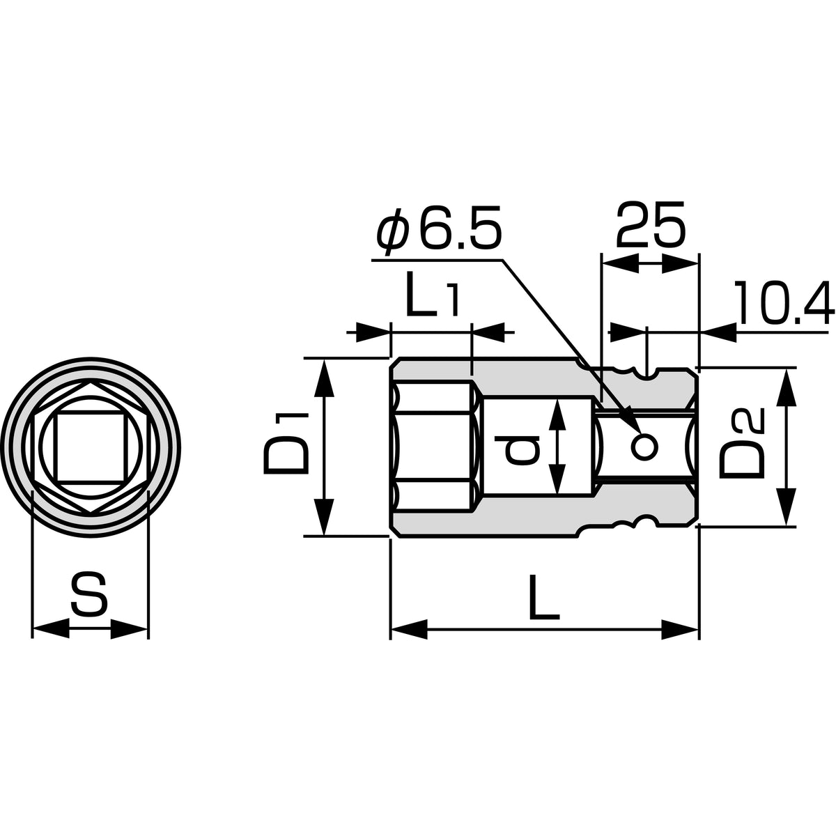 TONE Long Impact Socket (6-Point, 3/4" Drive) 6NV-L Series