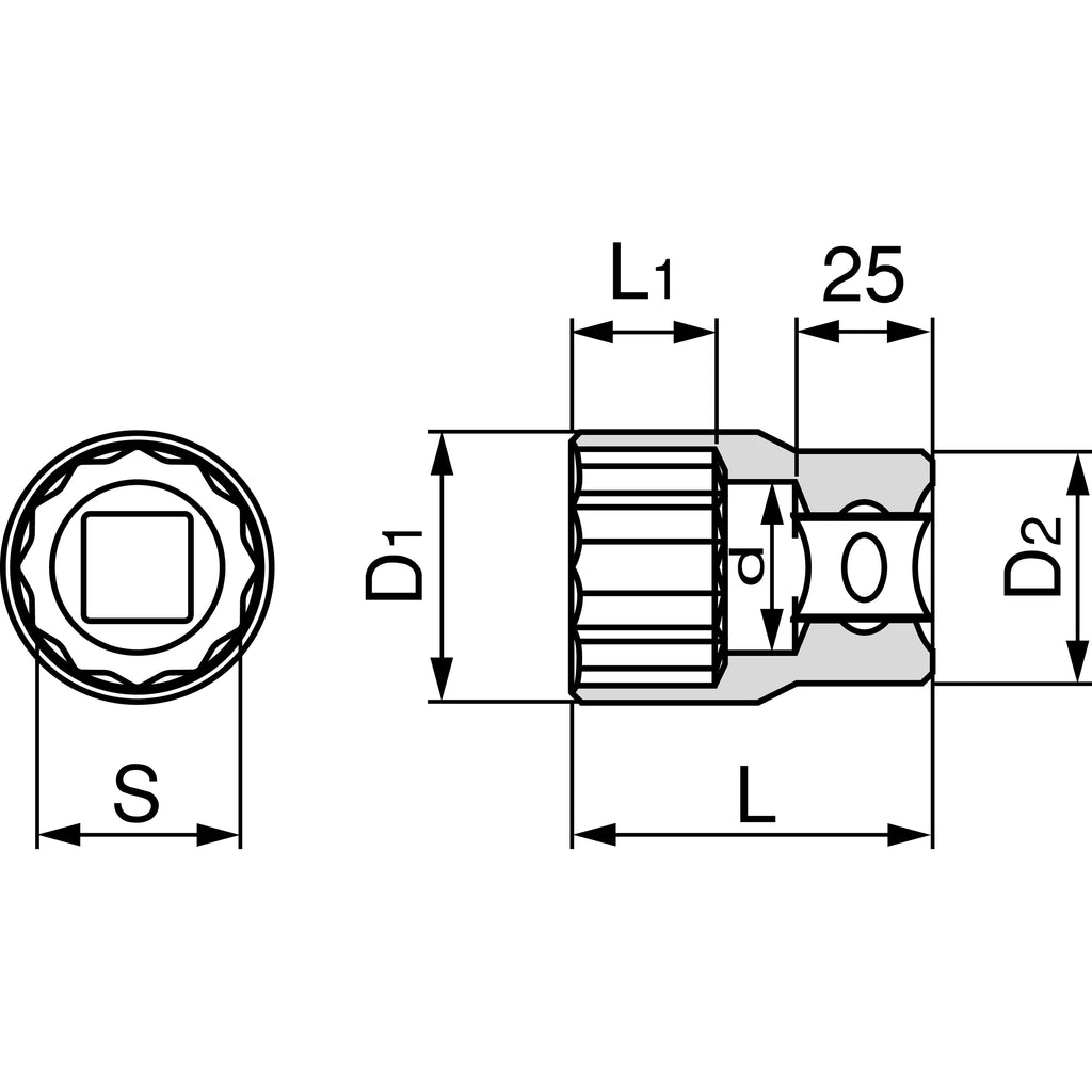 TONE Socket (12-Point, 3/4" Drive) 6D Series