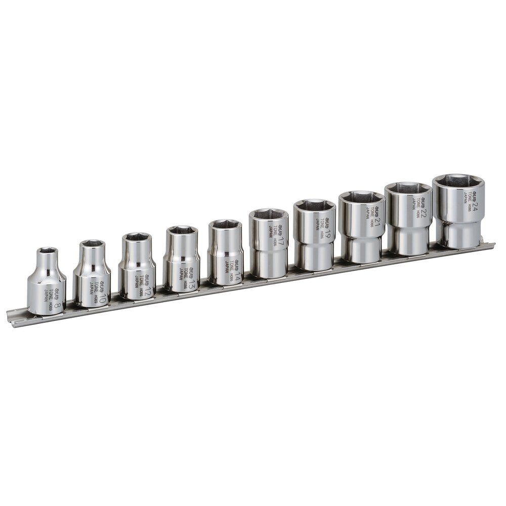 TONE 1/2" Drive Stainless Steel Socket Set (with Socket Holder) SHS410