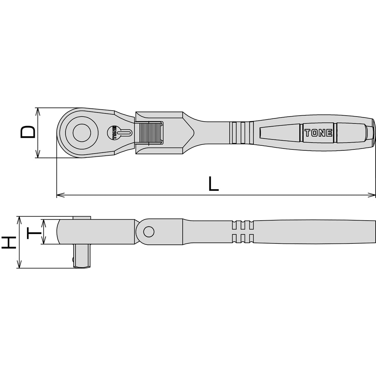 TONE 3/8" Drive Extra-Long Ratchet Handle, Flex Head (Socket Hold Type) RH3FHX