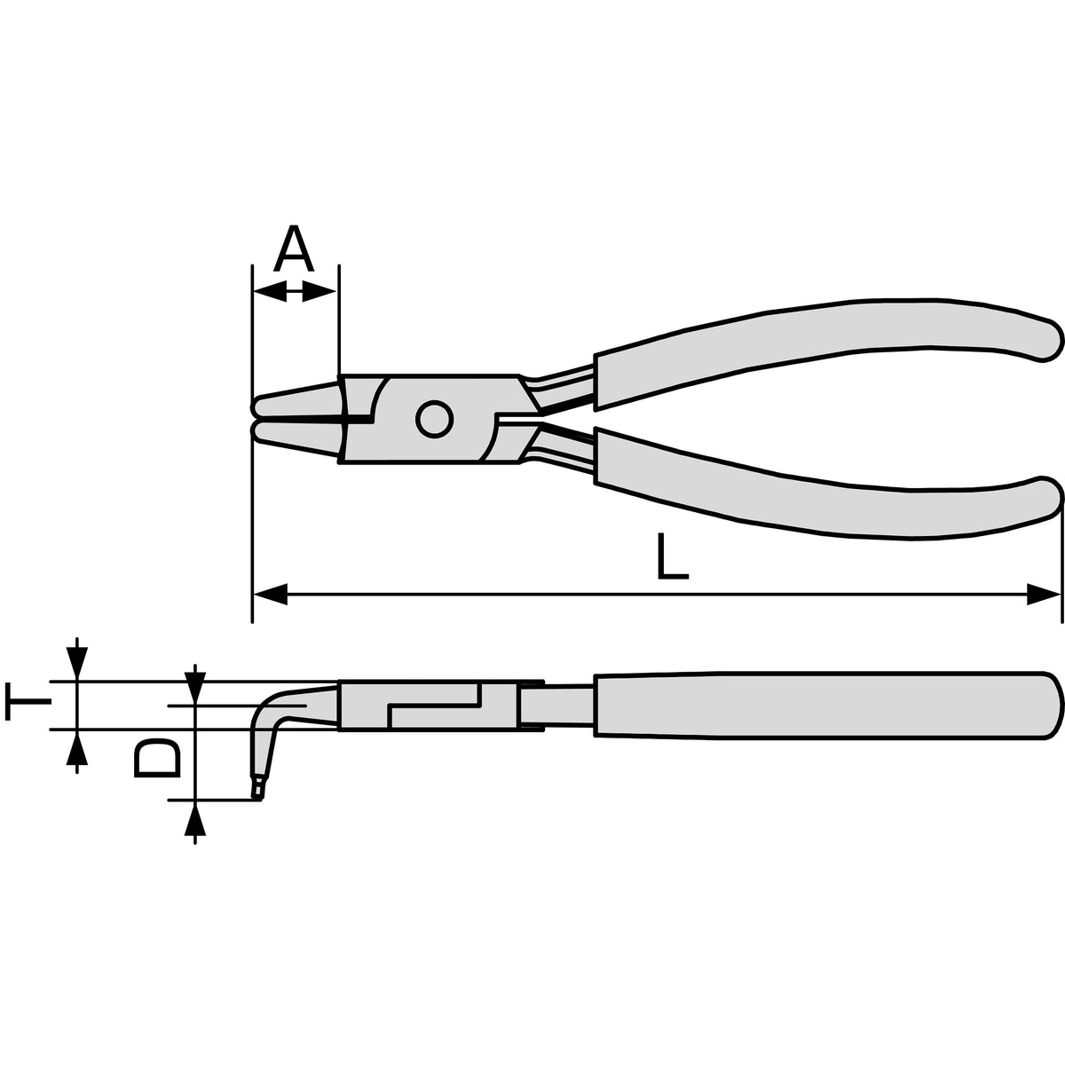 TONE Snap Ring Pliers, Internal, Bent Tip SRPH Series