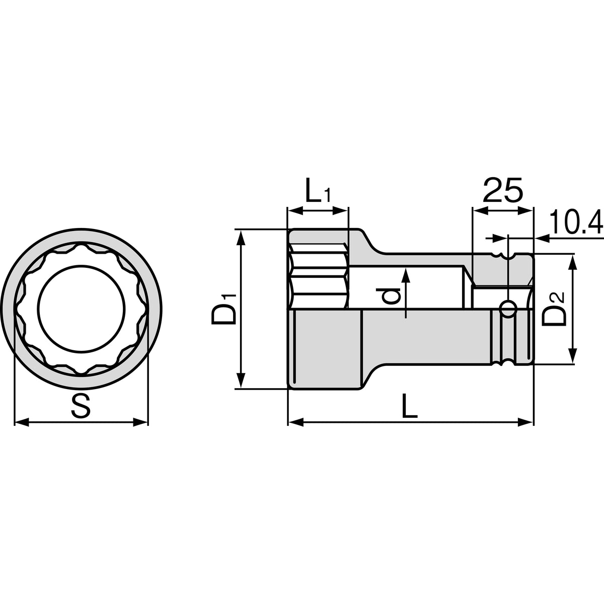 TONE Long Impact Socket (12-Point, 3/4" Drive) 6NW-L100 Series