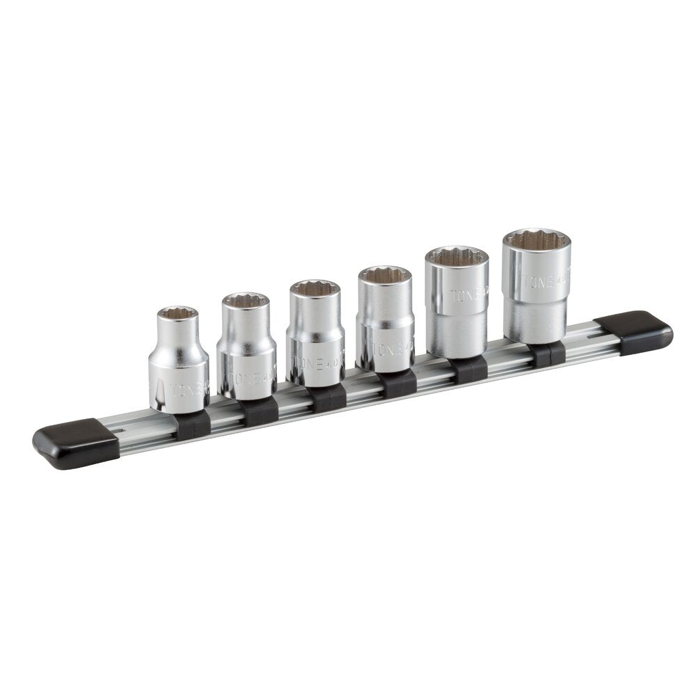 TONE Socket Set (12-Point, 1/2" Drive), with Socket Holder HD406