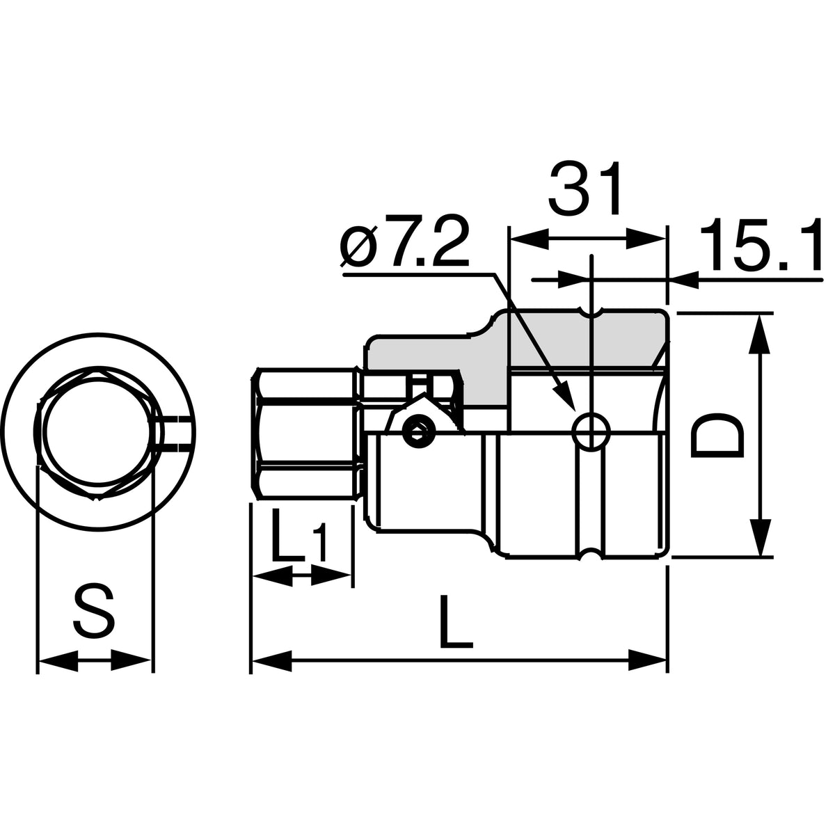TONE 1" Drive Impact Hexagon Socket (Interchangeable Type) 8AH-H Series