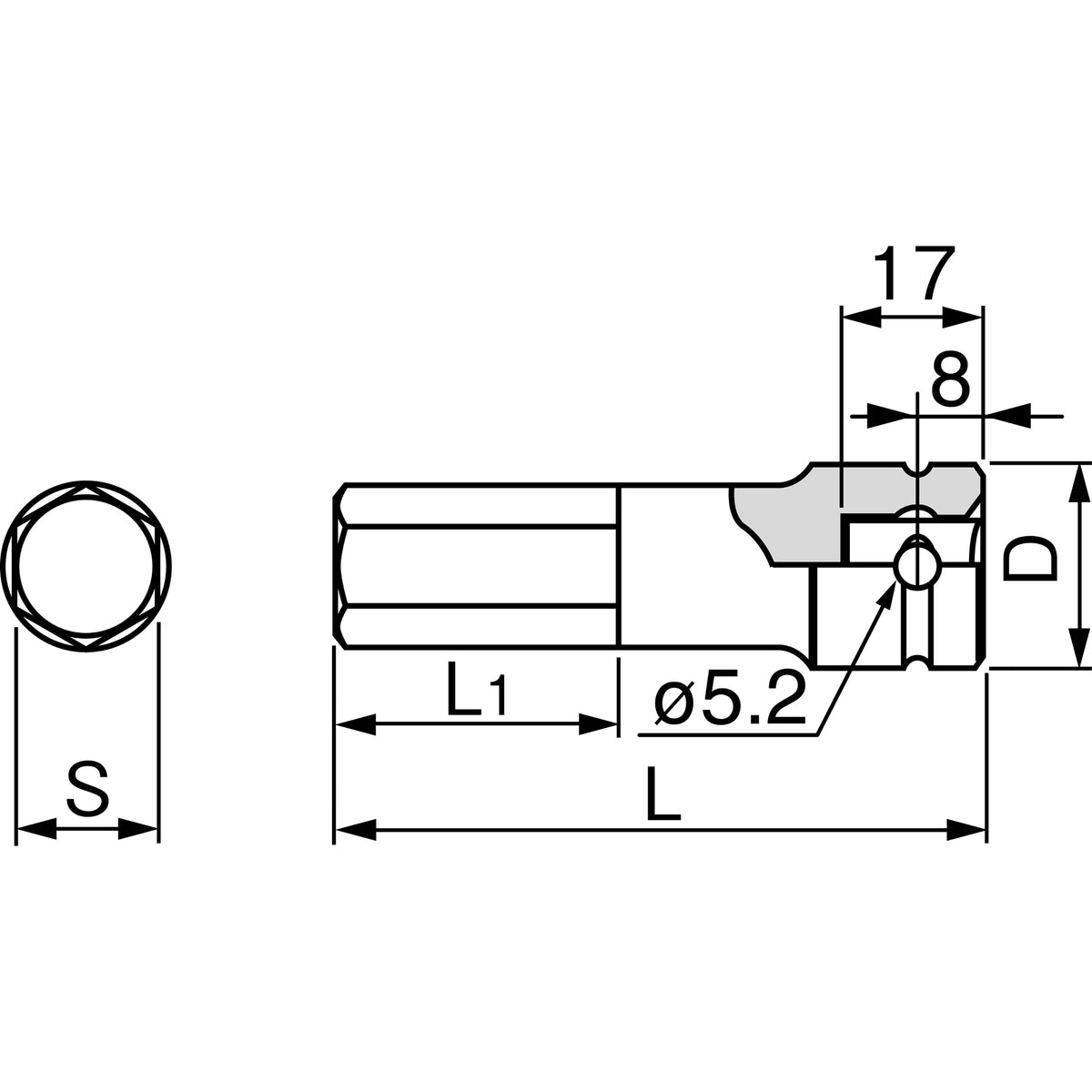 TONE 1/2" Drive Impact Hexagon Socket 4AH Series