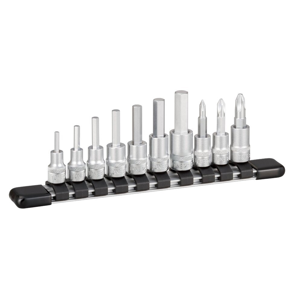 TONE 1/4" Drive Hexagon Socket Set (with Socket Holder, Inch Sizes) HHB210