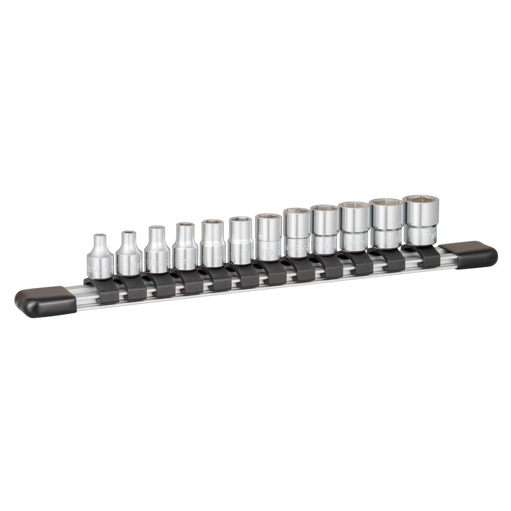 TONE Socket Set (6-Point, 1/4" Drive), with Socket Holder HS212