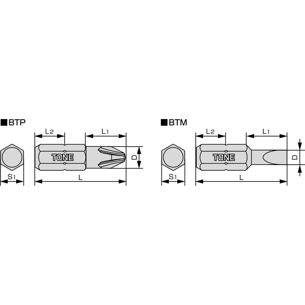 TONE Screwdriver Bit BTP-S Series