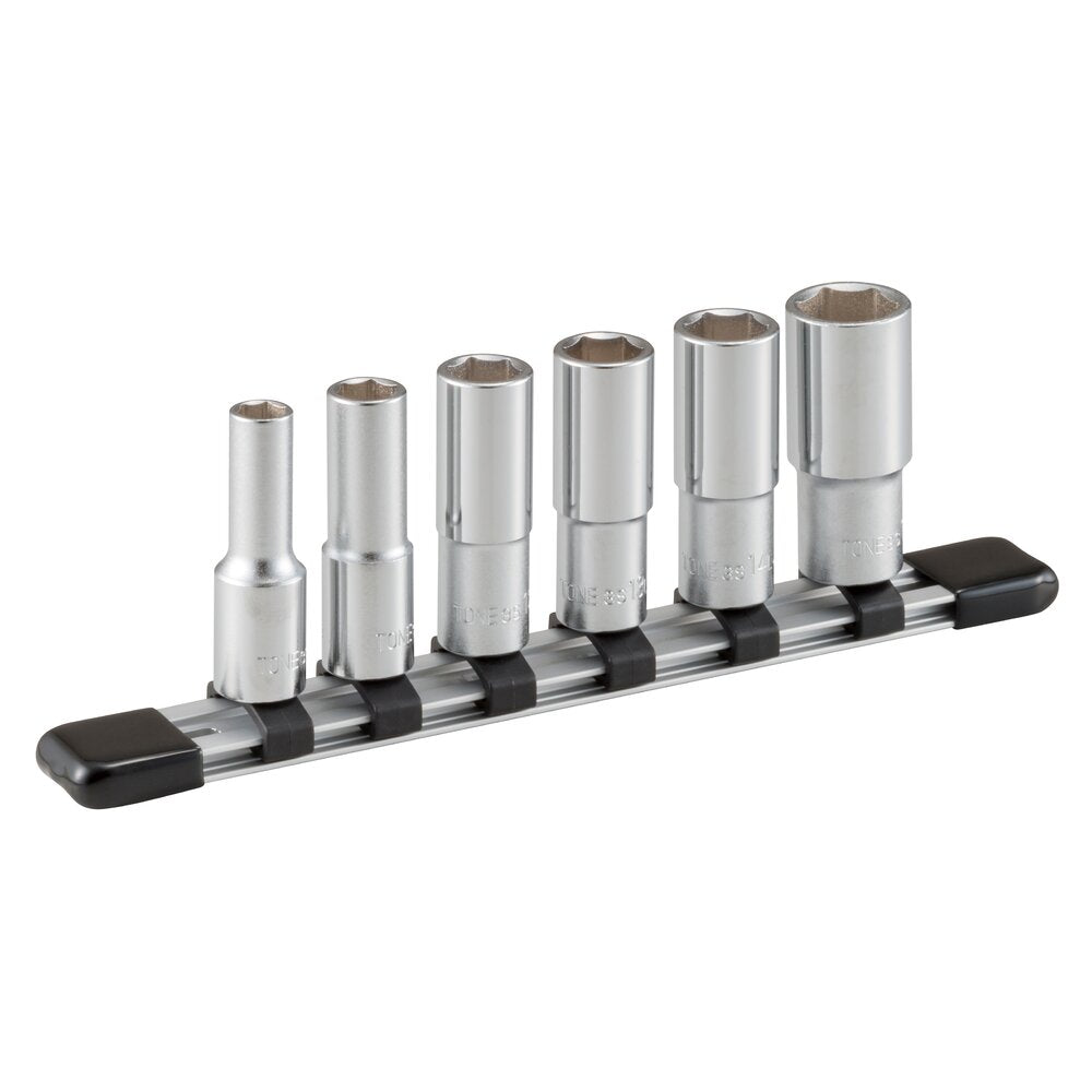 TONE Deep Socket Set (6-Point, 3/8" Drive), with Socket Holder HSL306