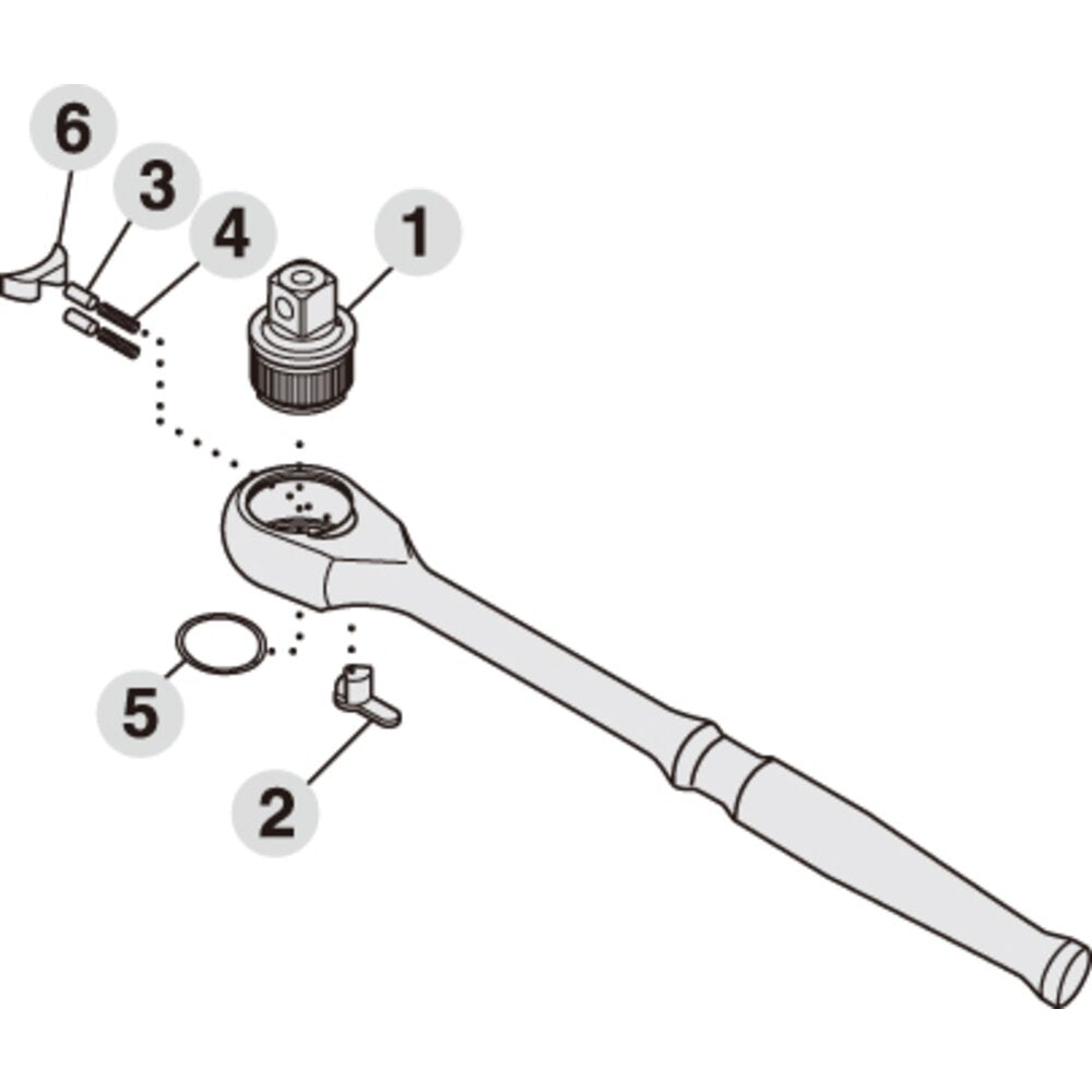 TONE 3/8" Drive Stainless Steel Ratchet Handle (Socket Hold Type) SRH3H