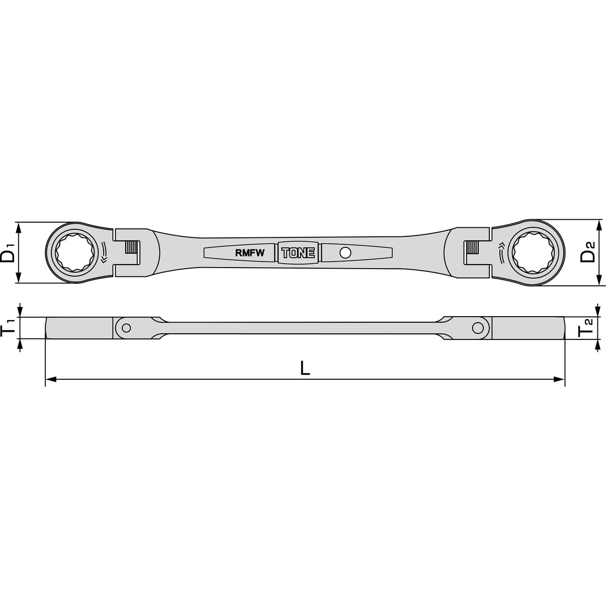 TONE Ratchet Ring Wrench, Flex Head RMFW Series