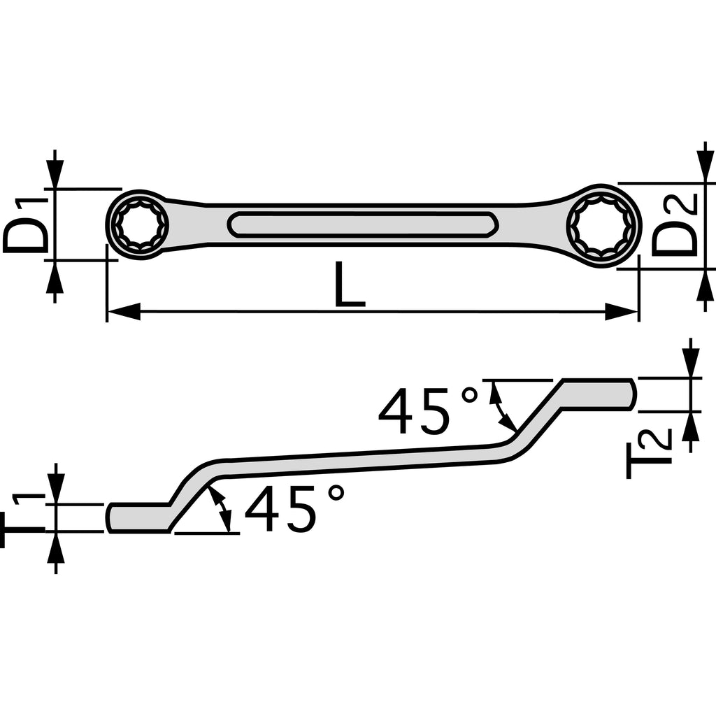 TONE Offset Wrench, Short Type (45°) M46 Series