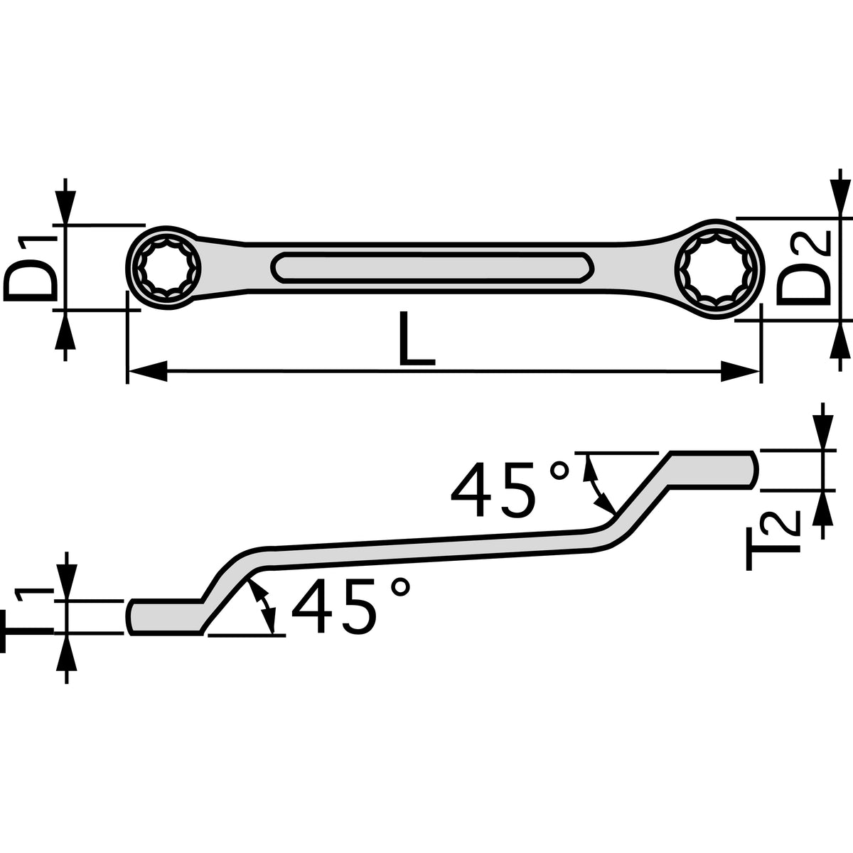 TONE Offset Wrench, Short Type (45°) M46 Series